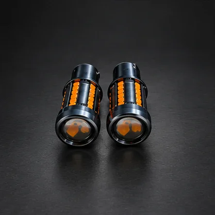 Set becuri LED pentru semnalizare 1156/P21 W cu lupă, portocalii, 39 SMD 3030, CANBUS