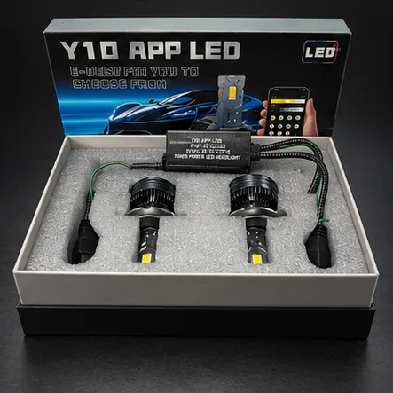 Set becuri LED H4, 300 W, 35.000 lm, galben/alb, control prin aplicație