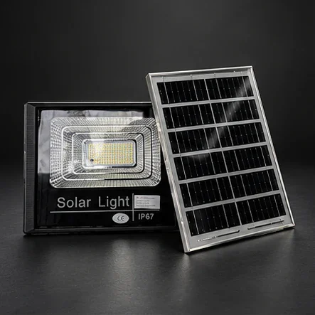 Proiector LED solar, 300 W, panou solar, telecomandă și senzor de lumină, IP67