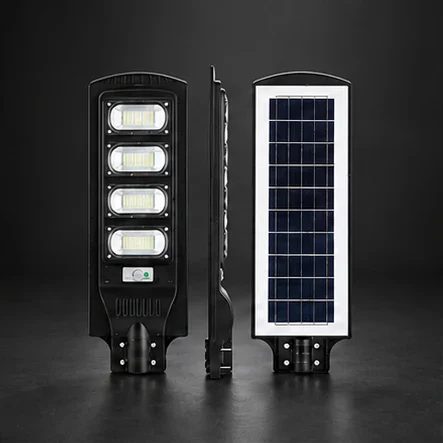 Lampă LED solară, 400 W, panou integrat, senzor de mișcare, telecomandă, 6500 K, IP66