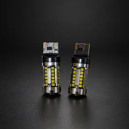 Set 2 becuri LED T20/7443 cu lupă, filament dublu, albe, 39 SMD