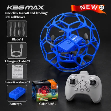 Dronă minge cu LED pentru copii, telecomandă, rotire 360°, reîncărcare USB