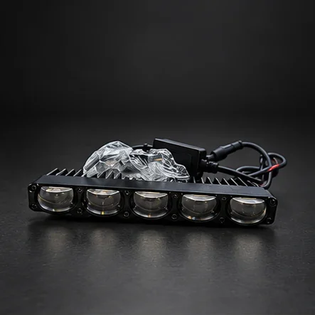 Proiector stroboscopic LED auto cu 5 lentile, 12 V, carcasă din aluminiu